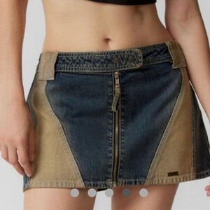 BDG Blue and Tan Color Block Mini Skirt